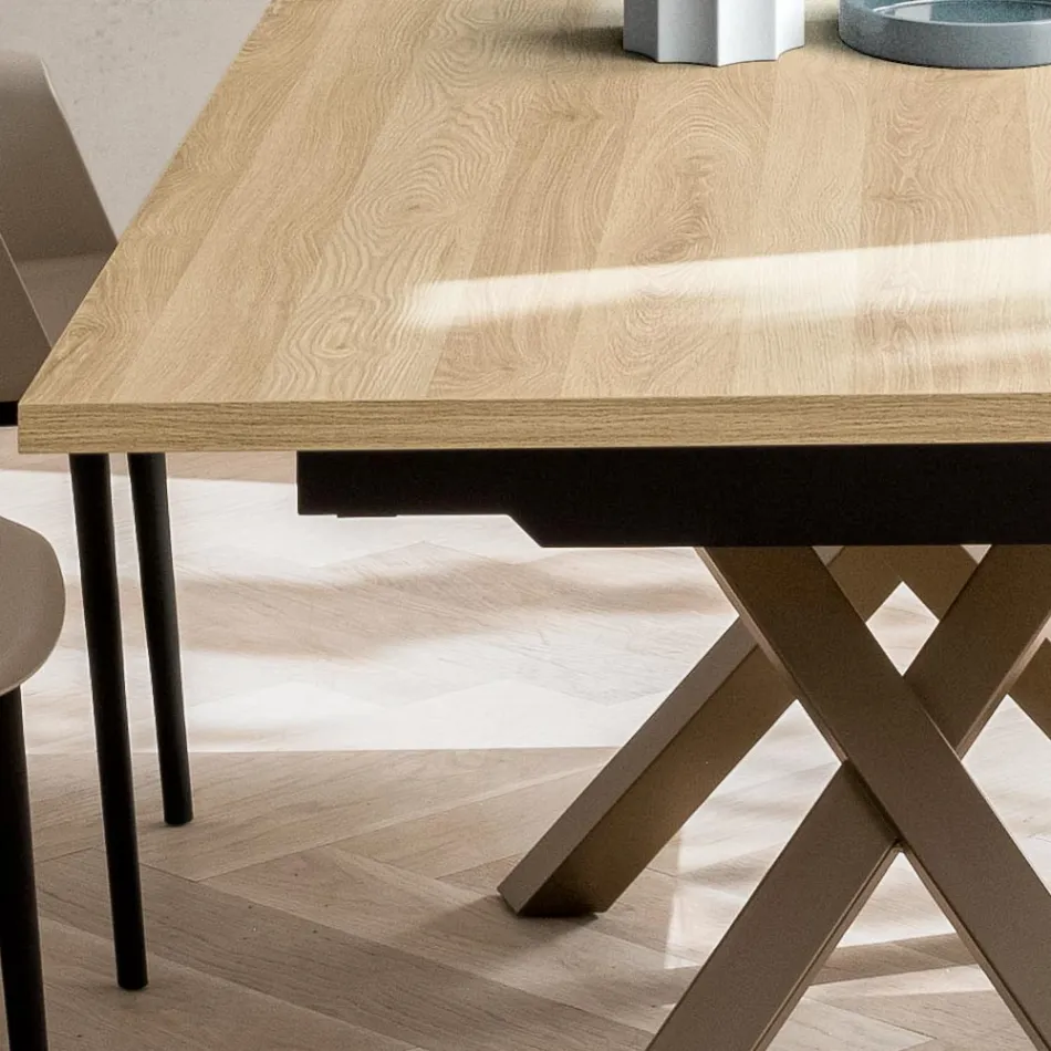 Extendable Lounge Table 260 or 300 cm in Metal and HPL - Borgo Viadurini