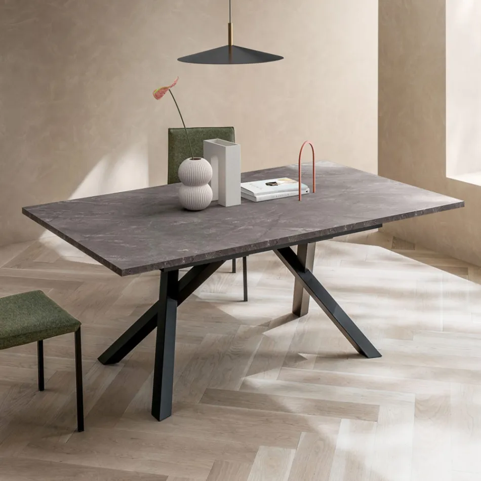 Extendable Lounge Table 260 or 300 cm in Metal and HPL - Borgo Viadurini
