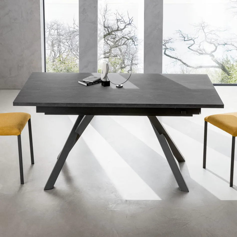 Extendable Lounge Table 260 or 300 cm in Metal and HPL - Borgo Viadurini