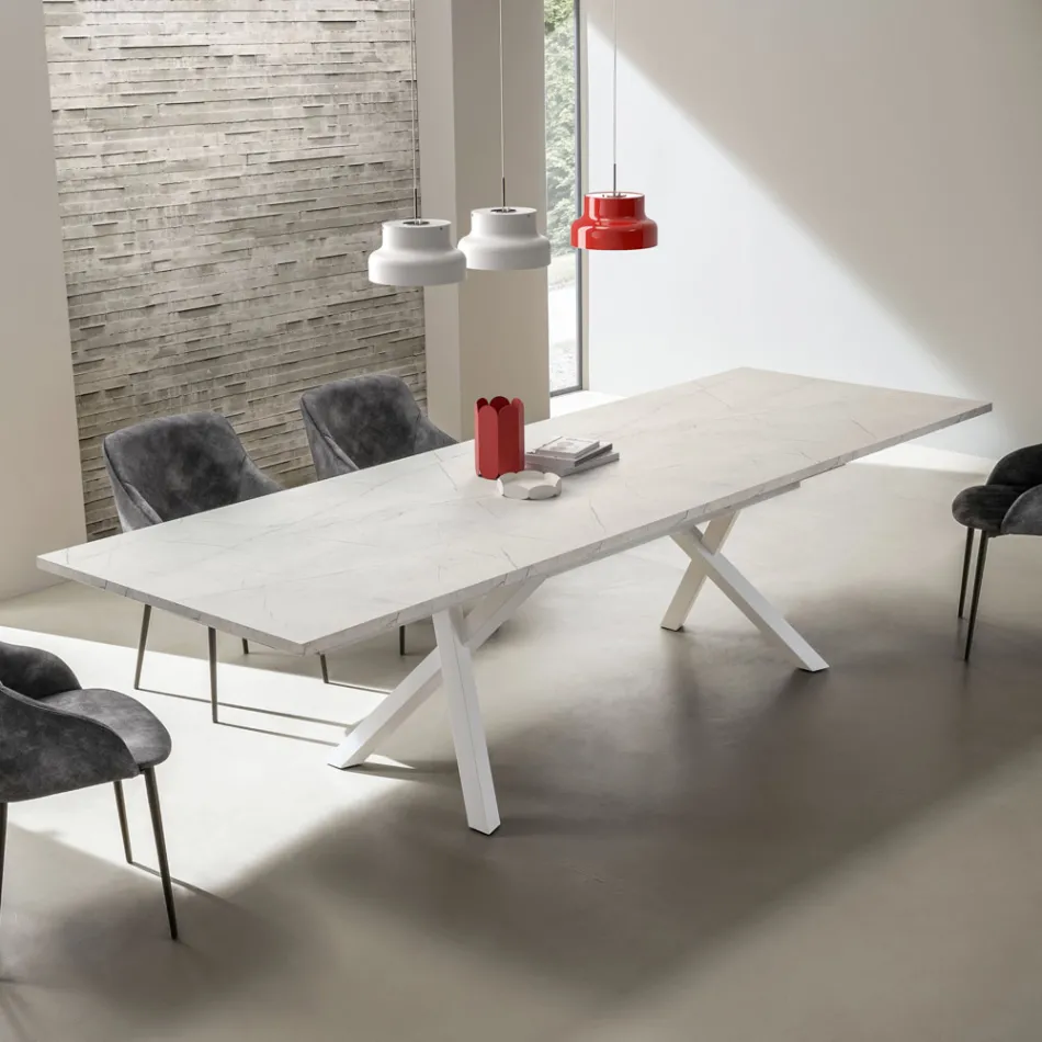 Extendable Lounge Table 260 or 300 cm in Metal and HPL - Borgo Viadurini