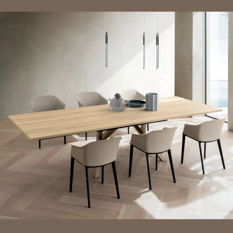Extendable Lounge Table 260 or 300 cm in Metal and HPL - Borgo Viadurini