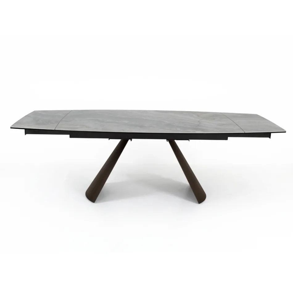Extendable Lounge Table with Barrel-Shaped Top in Ceramic Made in Italy - Glasses Viadurini