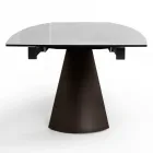 Extendable Lounge Table with Barrel-Shaped Top in Ceramic Made in Italy - Glasses Viadurini
