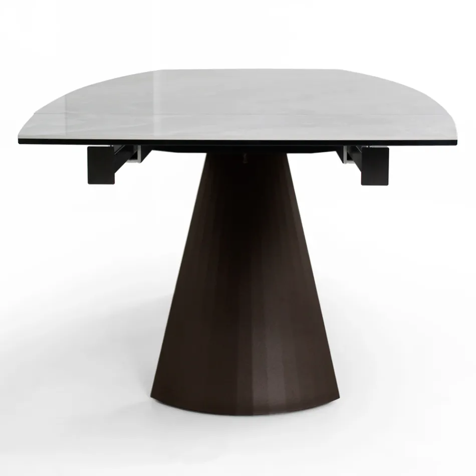 Extendable Lounge Table with Barrel-Shaped Top in Ceramic Made in Italy - Glasses Viadurini