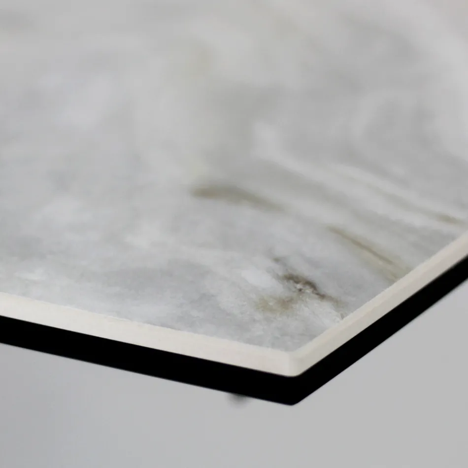 Extendable Lounge Table with Barrel-Shaped Top in Ceramic Made in Italy - Glasses Viadurini