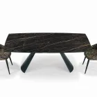 Extendable Lounge Table with Barrel-Shaped Top in Ceramic Made in Italy - Glasses Viadurini