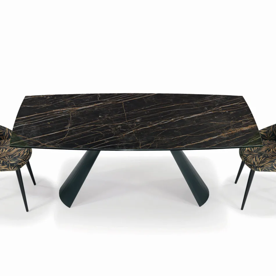 Extendable Lounge Table with Barrel-Shaped Top in Ceramic Made in Italy - Glasses Viadurini