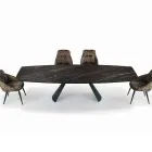 Extendable Lounge Table with Barrel-Shaped Top in Ceramic Made in Italy - Glasses Viadurini