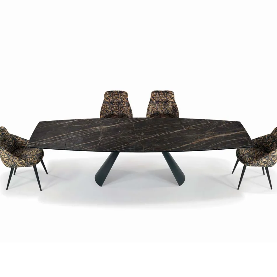 Extendable Lounge Table with Barrel-Shaped Top in Ceramic Made in Italy - Glasses Viadurini