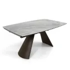 Extendable Lounge Table with Ceramic Barrel Top Made in Italy - Glasses Viadurini