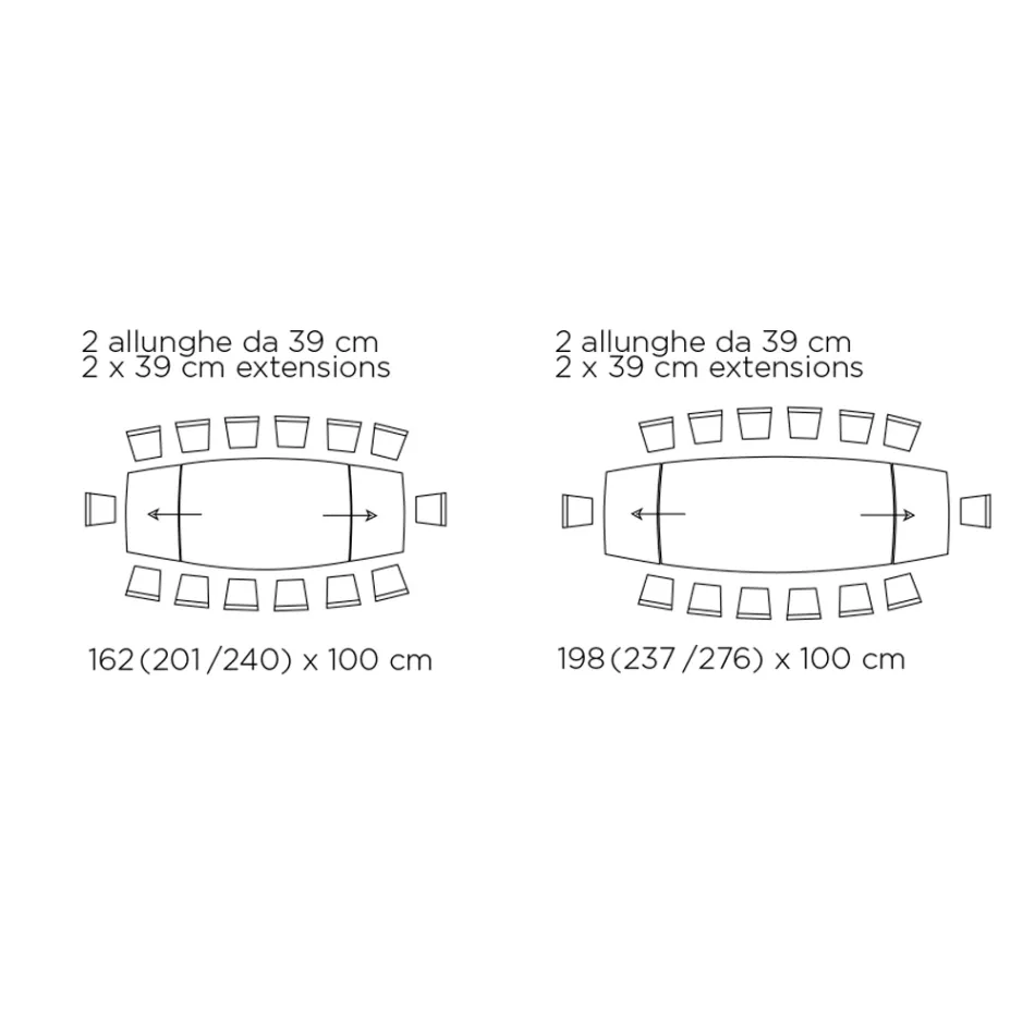 Extendable Lounge Table with Barrel-Shaped Top in Ceramic Made in Italy - Glasses Viadurini