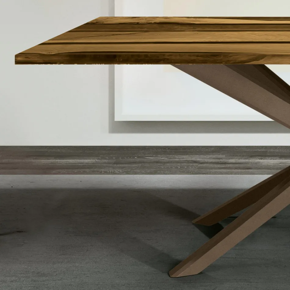 Lounge Table with Oak Top and Colored Epoxy Resin - Miklas Viadurini
