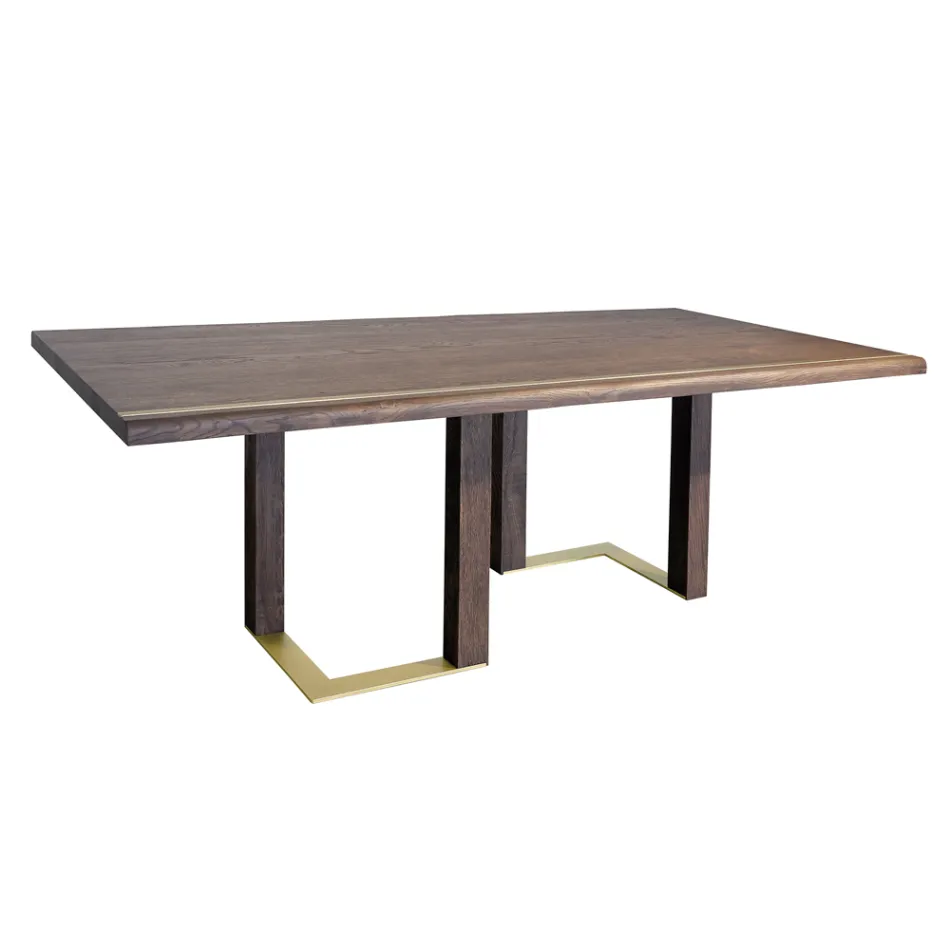Lounge Table with Structure in Knotted Oak Made in Italy - Giusy Viadurini