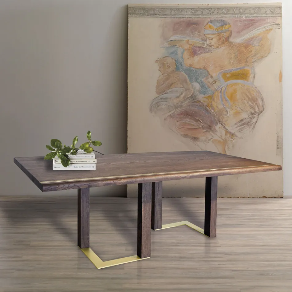Lounge Table with Structure in Knotted Oak Made in Italy - Giusy Viadurini