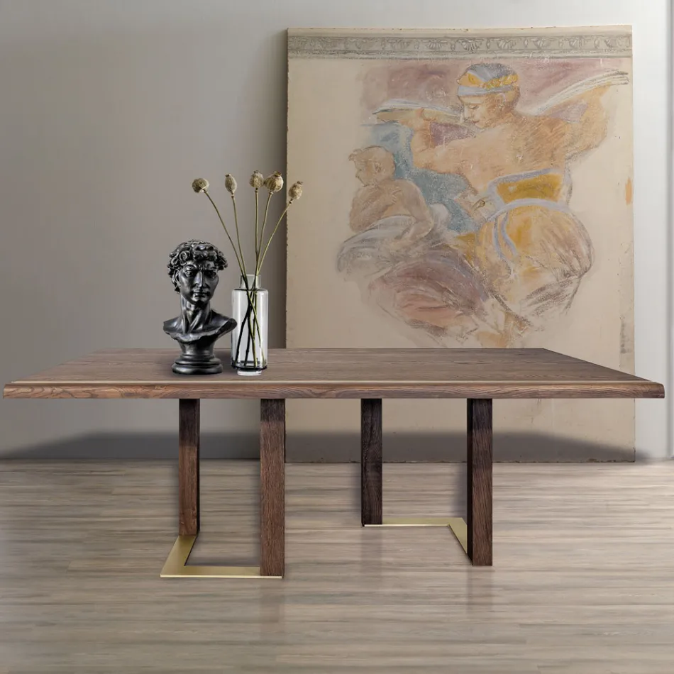 Lounge Table with Structure in Knotted Oak Made in Italy - Giusy Viadurini