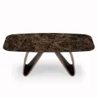 Fixed Lounge Table with Wooden Base Made in Italy - Equatore Viadurini