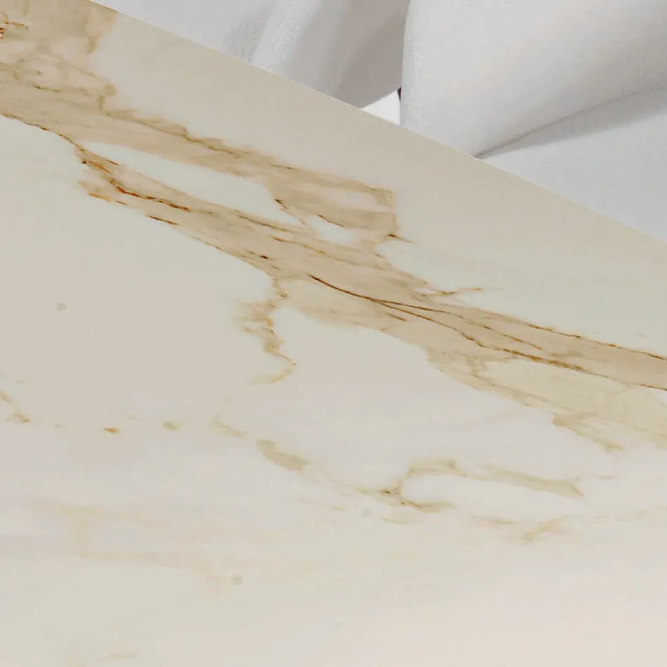 Fixed Lounge Table with Wooden Base Made in Italy - Equatore Viadurini