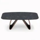 Fixed Lounge Table with Wooden Base Made in Italy - Equatore Viadurini