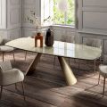Fixed Lounge Table with Ceramic Barrel Top Made in Italy - Glasses