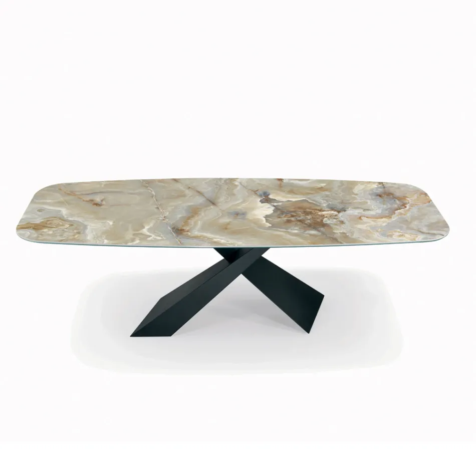 Fixed Lounge Table with Ceramic Top Made in Italy - Holidays Viadurini