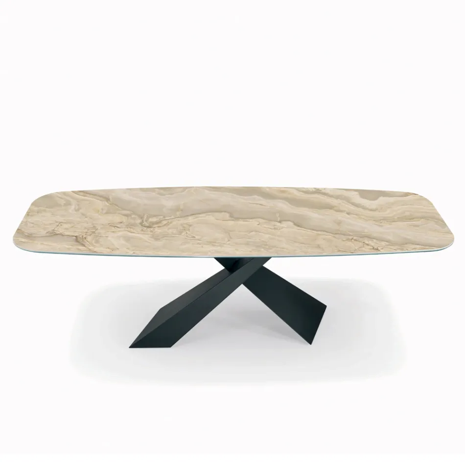 Fixed Lounge Table with Ceramic Top Made in Italy - Holidays Viadurini