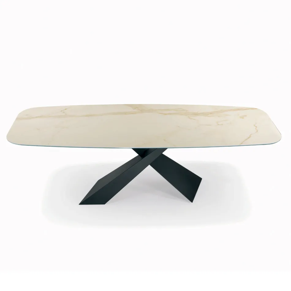 Fixed Lounge Table with Ceramic Top Made in Italy - Holidays Viadurini