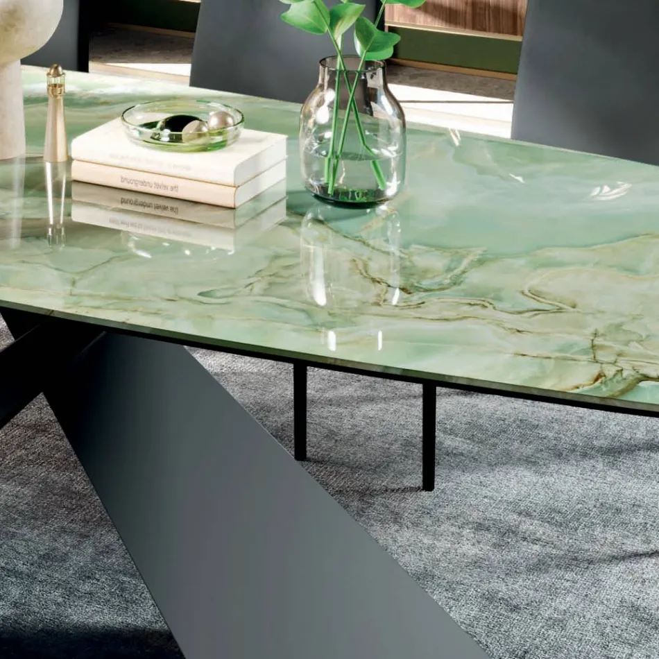 Fixed Lounge Table with Ceramic Top Made in Italy - Holidays Viadurini