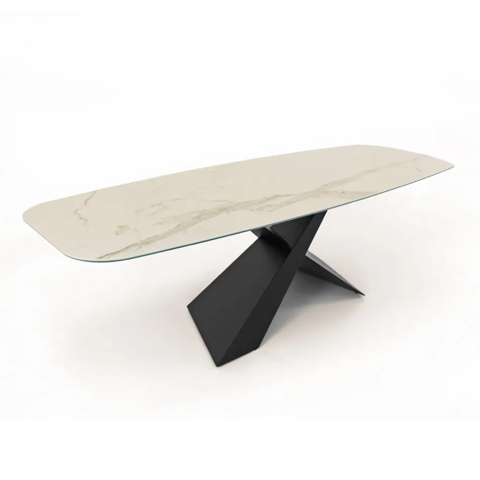 Fixed Lounge Table with Ceramic Top Made in Italy - Holidays Viadurini