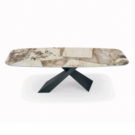 Fixed Lounge Table with Ceramic Top Made in Italy - Holidays Viadurini