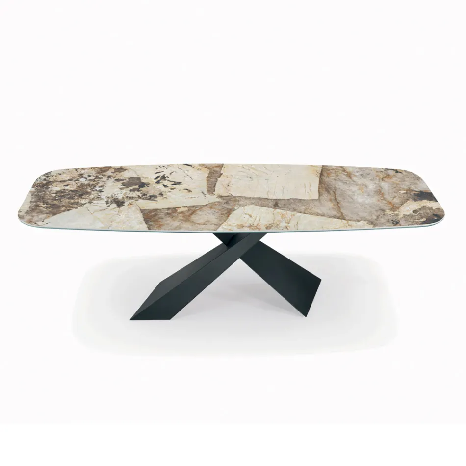 Fixed Lounge Table with Ceramic Top Made in Italy - Holidays Viadurini