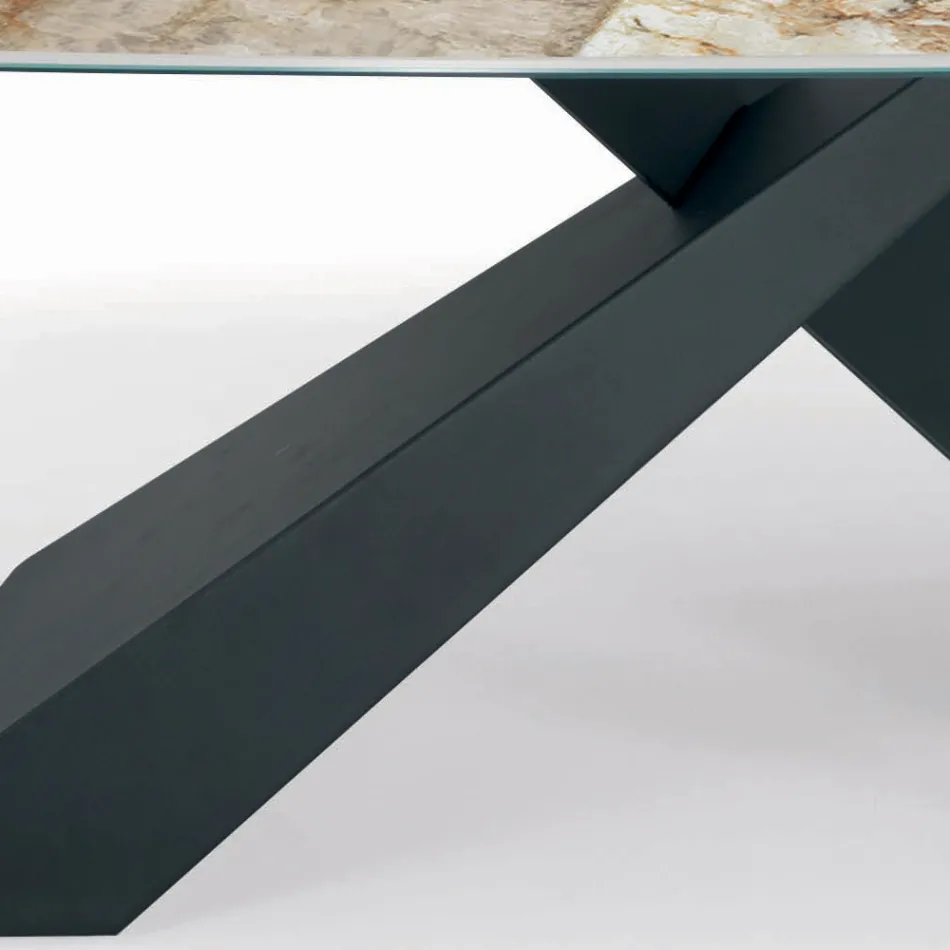 Fixed Lounge Table with Ceramic Top Made in Italy - Holidays Viadurini