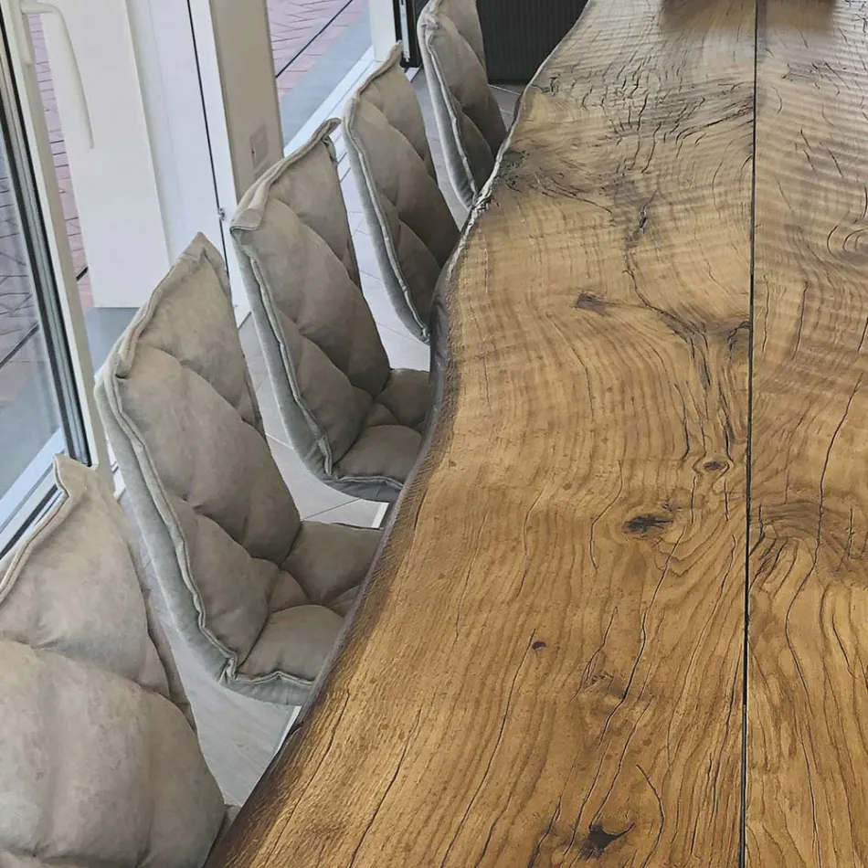 Lounge Table in Secular Oak and 12 Chairs Included Made in Italy - Dite, Unique Piece Viadurini