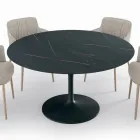 Fixed Round Lounge Table in Laminate and Aluminium Made in Italy - Dollars Viadurini