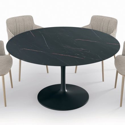 Fixed Round Lounge Table in Laminate and Aluminium Made in Italy - Dollars Viadurini