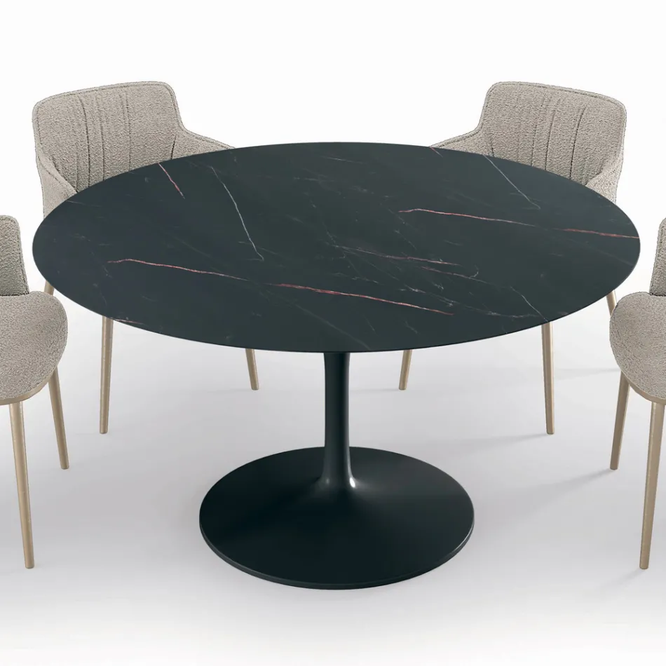 Fixed Round Lounge Table in Laminate and Aluminium Made in Italy - Dollars Viadurini