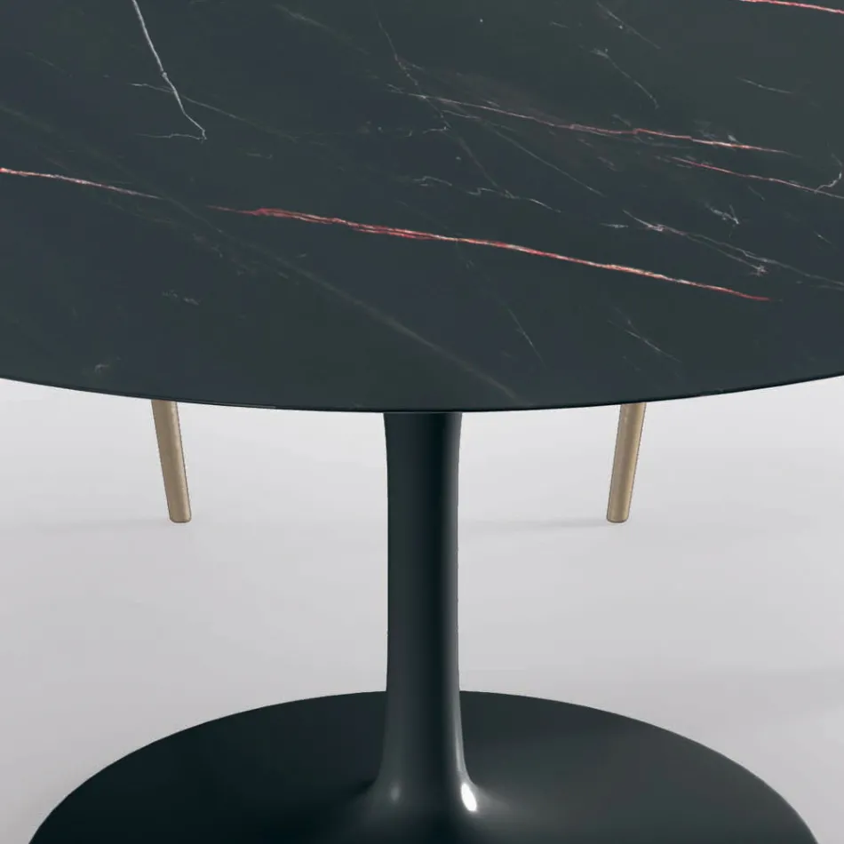 Fixed Round Lounge Table in Laminate and Aluminium Made in Italy - Dollars Viadurini