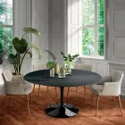 Fixed Round Lounge Table in Laminate and Aluminium Made in Italy - Dollars Viadurini