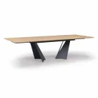 Extendable Design Table Up to 294 cm in Wood and Metal Made in Italy - Nuzzo Viadurini