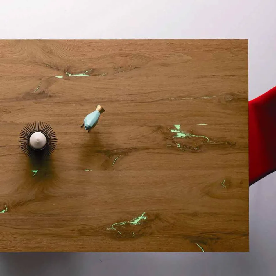 Extendable Design Table Up to 294 cm in Wood and Metal Made in Italy - Nuzzo Viadurini