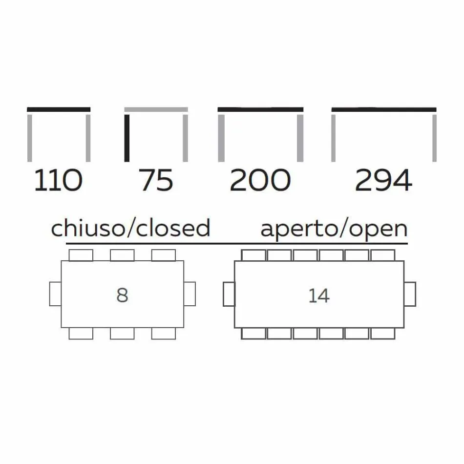 Extendable Design Table Up to 294 cm in Wood and Metal Made in Italy - Nuzzo Viadurini