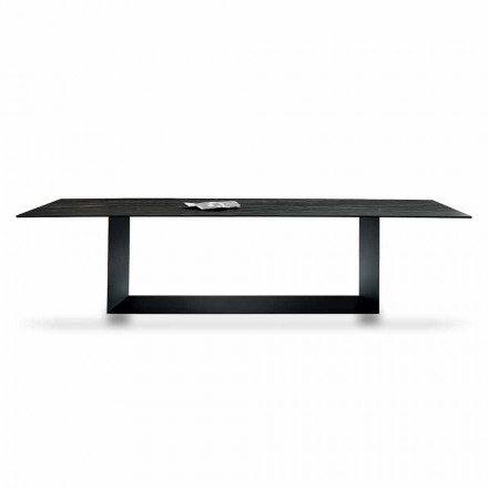 Design Table in Matt Noir Desir Ceramic and Metal Made in Italy - Dark Brown Viadurini
