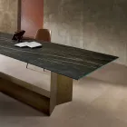 Design Table in Matt Noir Desir Ceramic and Metal Made in Italy - Dark Brown Viadurini