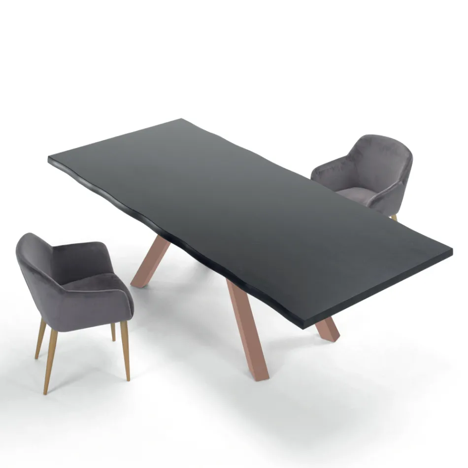 Design Table in Wood and Steel up to 12 Seats Made in Italy – Settimmio Viadurini