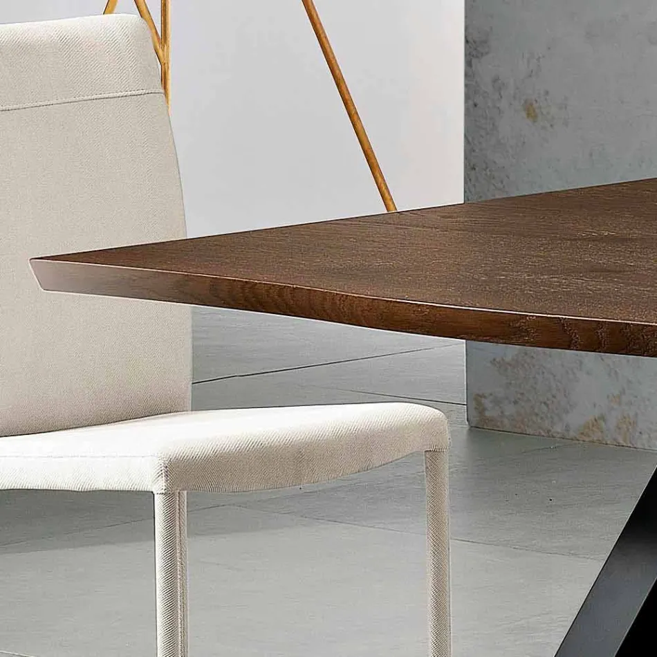 Design table in solid wood produced in Italy, Wilmer Viadurini