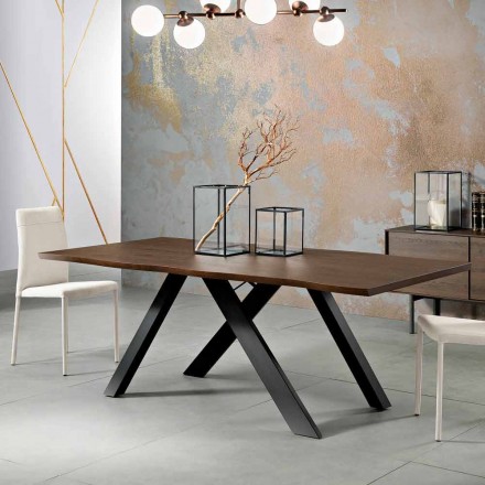 Design table in solid wood produced in Italy, Wilmer Viadurini