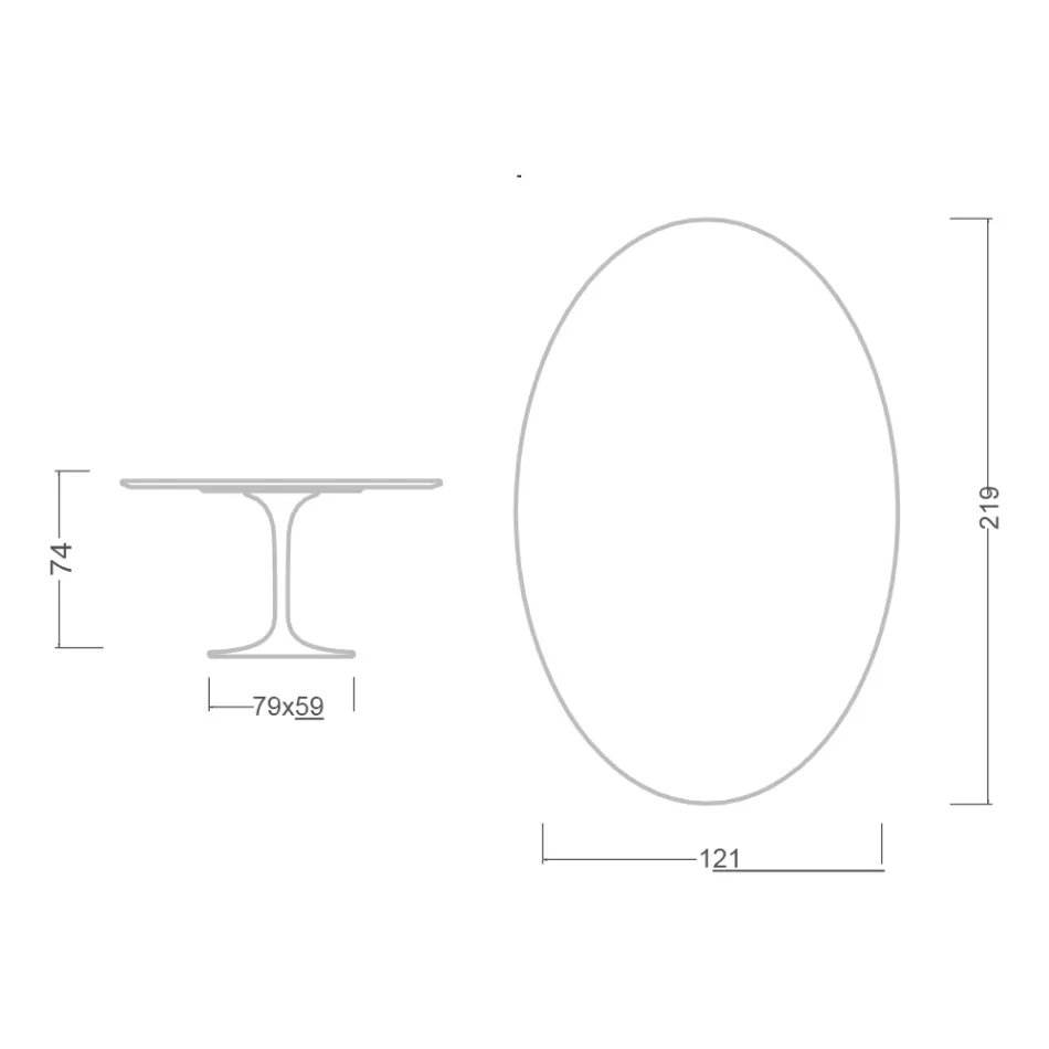 Eero Saarinen Table H 74 with Oval Top in Gold Calacatta Marble Made in Italy - Scarlet Viadurini