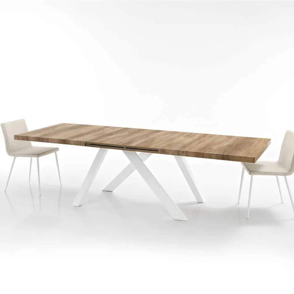 Modern extensible table made of made in Italy melamine wood, Wilmer Viadurini
