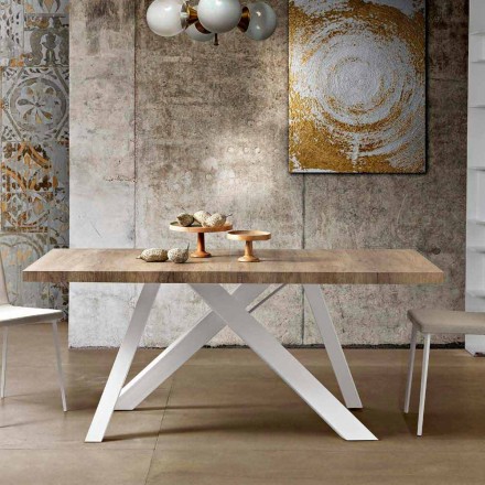 Modern extensible table made of made in Italy melamine wood, Wilmer Viadurini