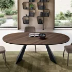 Fixed Table 210x109 cm in Metal and Oval Veneered Oak - Marcello Viadurini