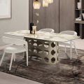 Fixed Table 210x110 cm with Marble Effect Ceramic Top - Tano